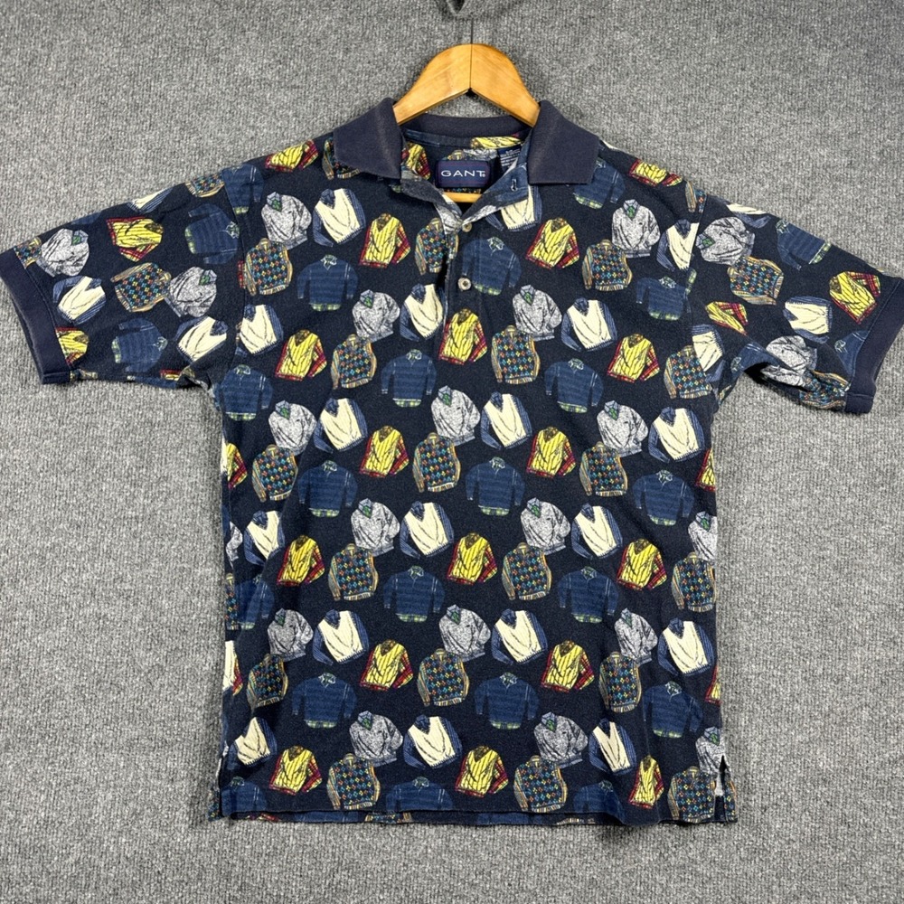 GANT Shirt Mens Small Vintage 90s Print Polo Pattern Retro‎